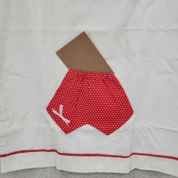 VINTAGE Standard Pillow Cases White with Red Boxers/Bloomers Pillowcase - Picture 4 of 11